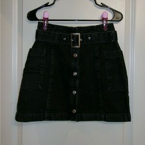 Topshop Black Denim Mini Skirt